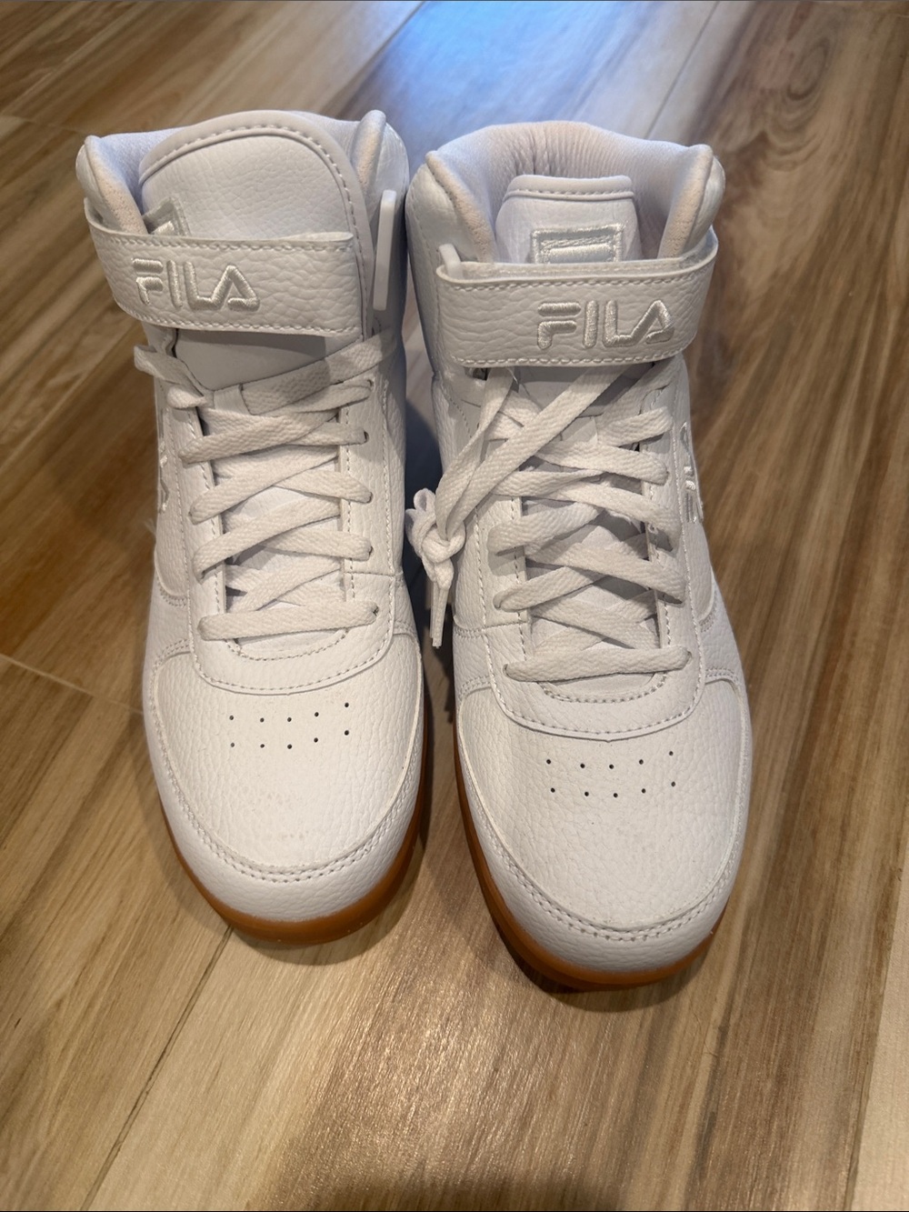 FILA White High-Top Trainers with Gum Outsole